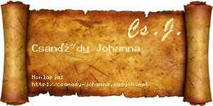 Csanády Johanna névjegykártya